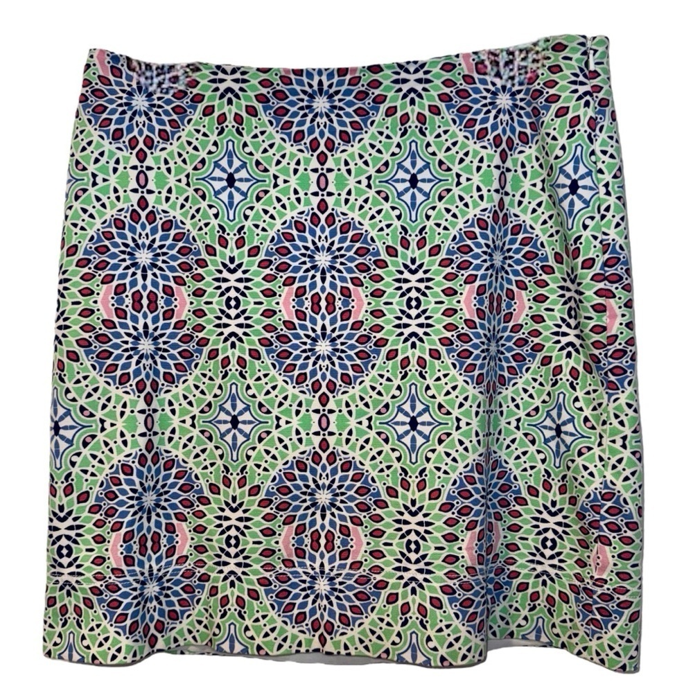 Talbots Mini Skirt Multi Color Medallion Print Lined size 8